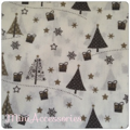  weiß mit beige-grauen Bäumen, Baumwollstoff, (30mm) 